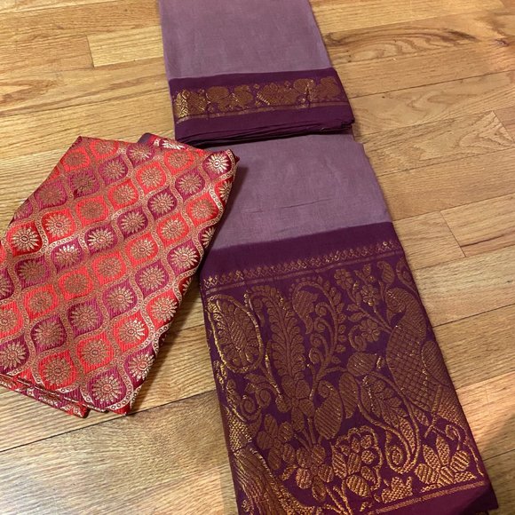 Madurai Sungudi Cotton Saree - Plain Body and Mayuri Pattu Big Border for Women - Picture 3 of 3